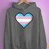 Transgender Pride 8-Bit Pixel Heart Hoodie - Grey Heather
